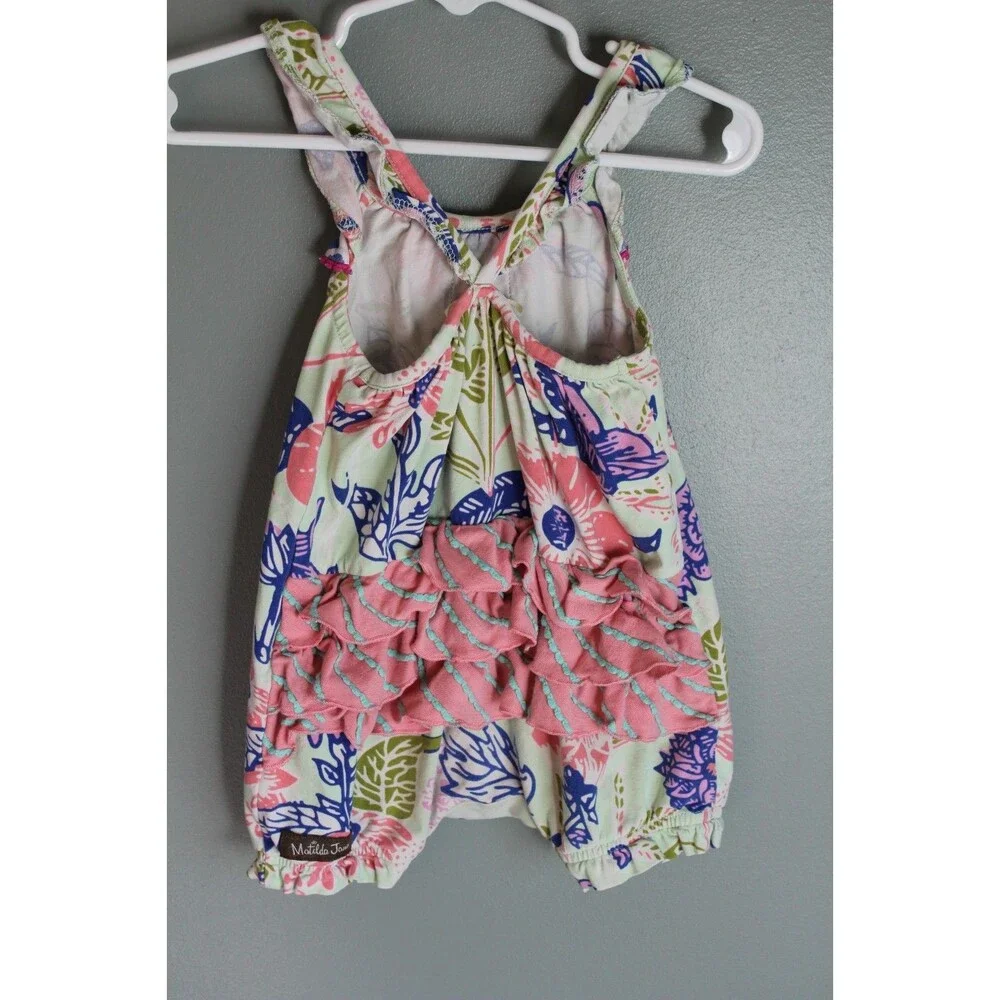 Matilda Jane Baby Girls Romper 6-12M Tropical Floral Ruffle Romper Spring Easter